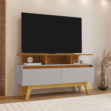 Imagem de Rack Tv Sala Home 1,20 Com Nichos Organizador Rubi Off White