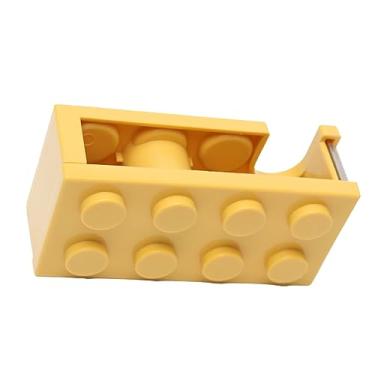 Imagem de LiebeWH Legoes Dispensador de Fita Bonito Bloco de Construção Forma Fácil Corte Suporte de Fita de Mesa para Escola Escritório Sala de Estudo Uso Desktop (Amarela)