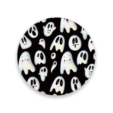 Imagem de JUZIHAI Conjunto de 4 porta-copos para bebidas Halloween Boo Ghosts, porta-copos redondos absorventes de pedra cerâmica com base de cortiça, tapete de proteção de mesa para cozinha, bar, decoração de