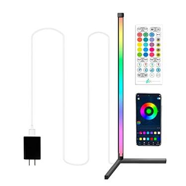 Imagem de Lâmpada de Cantoneira Inteligente em Pé com Mudança Cor RGB Luz Chão Função Sincronização Música Conectada via BT Contro