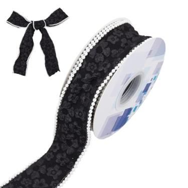 Imagem de letsinstyle Fita floral de 5 metros com pérolas, fitas de contas de rabo de peixe de flor 3D de 4 cm, acabamentos de borda de pérola de chiffon para embrulhar arcos, decoração de buquês, artesanato