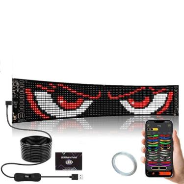 Imagem de Tela LED Flexível Programável, Ela de LED Flexível para Janela de Carro de 68 x 12 cm, Luz de Olho Diabo para Carros, LEDs Livremente Programáveis para Para-Brisas de Automóveis