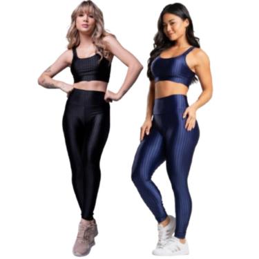 Imagem de Conjunto Top e Calça New Zig 3D Serra e Mar Kit com duas cores Para treino Academia Moda Fitness-Feminino