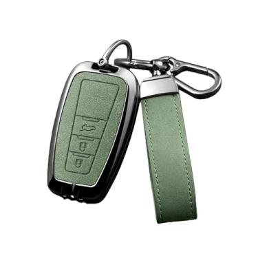 Imagem de Capa de couro para chave remota inteligente de carro compatível com Toyota Avalon Camry RAV4 Prius CHR C-HR Corolla Land Cruiser Prado Chaveiro(F-gun green ring)