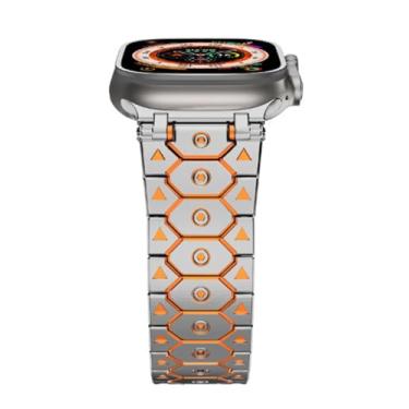 Imagem de TIOYW Pulseiras de relógio Titan de aço inoxidável de aço inoxidável para Apple Watch Ultra 2 de 49 mm, 46 mm, 45 mm, 44 mm, série 10, 9, 8, 7, 6, 5, 4, 3, 2 e 1 SE, com conector de metal, 49mm, Ágata