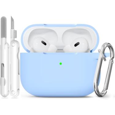 Imagem de Ekoonpft Capa para Airpods Pro 3 (2025), capa de silicone macio para Apple AirPods Pro 3ª geração, capa com limpeza e chaveiro, à prova de choque e proteção antiarranhões