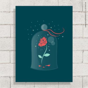 Imagem de Quadro Decorativo Rosa (A Bela e a Fera) - Arte Aqui, 20x30cm
