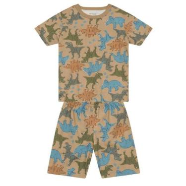 Imagem de Pijama infantil menino de dinossauro Brandili, Marrom, 14