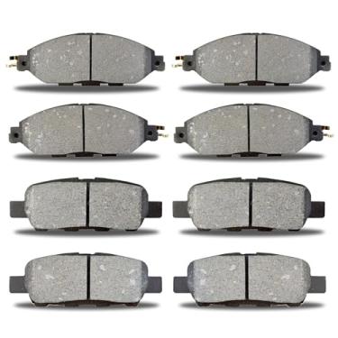 Imagem de Conjunto de pastilhas de freio semi-metálicas dianteiras traseiras D1415 D1649 compatível com Nissan Pathfinder 2013-2019, Nissan Murano 2015-2019, Infiniti QX60 2014-2019, Infiniti JX35 2013