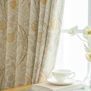 Imagem de Cortinas Plissadas Pinch Florais Plissadas – Cortinas Luxuosas de Linho Misturado de Luz para Sala de Estar Quarto – 108 Polegadas Vintage Floral Boho Impresso Cortinas com Ganchos – Conjunto de 2