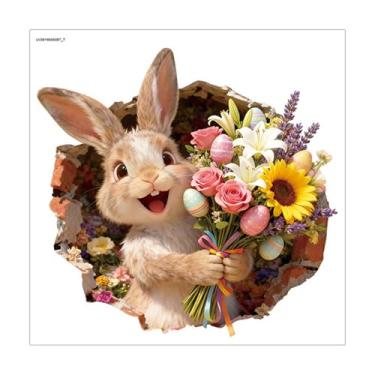 Imagem de Decalque de vaso sanitário rasgado de coelhinho da Páscoa | Decoração de casa autoadesiva rasgada divertida - Adesivos de parede de Páscoa - para jardim de primavera, a , festas internas
