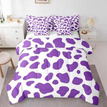 Imagem de Erosebridal Conjunto de edredom infantil solteiro com estampa de vaca em um saco, edredom com edredom, lençóis, fronhas, desenho rústico de animais de fazenda, decoração de quarto