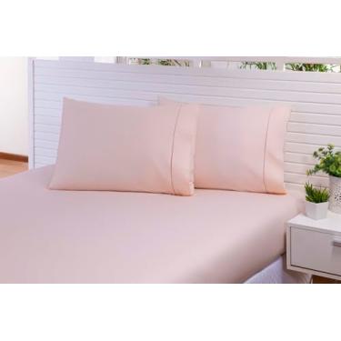 Imagem de Jogo Lençol 4 Peças Cama Casal 188x138 100% Algodão Ponto Palito (Salmon, 35cm, 230)