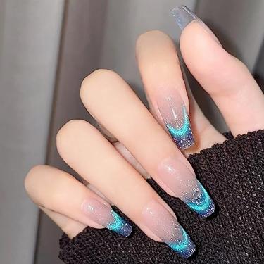 Imagem de AHAMIOU Kit de esmalte de gel para olhos de gato cristal 9D holográfico magnético para olhos de gatos esmalte de unhas brilhante verniz a laser gel UV verniz gel arte em unhas, diamante azul celeste