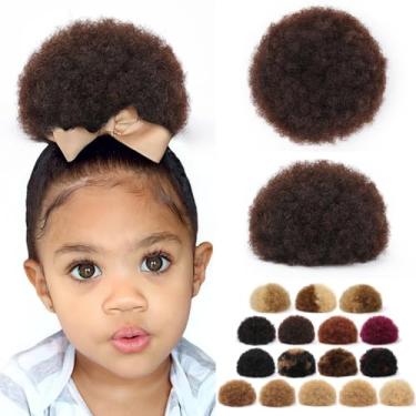 Imagem de HBKRF Afro Puff Kinky Curly Cordão Rabo de Cavalo #02 Marrom Escuro 100% Cabelo Humano Durável Natural Macio e Suave Grampo de Cabelo Humano em Extensões de Cabelo para Mulheres Negras