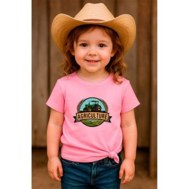 Imagem de Camiseta Infantil T Shirt Agro Moda Country Em Algodão Farmfun, Rosa, 