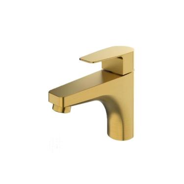 Imagem de Misturador Monocomando Mesa para Banheiro Bica Baixa Dourado Escovado Led Perflex