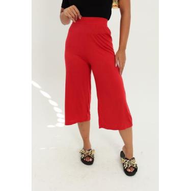 Imagem de Calça Pantacourt Feminina Lisa Vermelha - MAYARA MANZANO, Vermelho, G