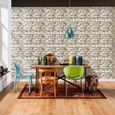 Imagem de Papel de Parede Madeira Cubos - TACOLADO PAPEL DE PAREDE, 0,58 x 3,00m