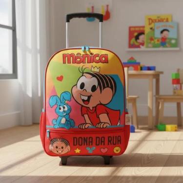 Imagem de Mochila De Rodinhas Infantil Escolar Turma Da Mônica