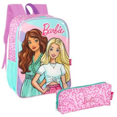 Imagem de Kit Escolar Mochila De Costa E Estojo Barbie Be Unique, Rosa