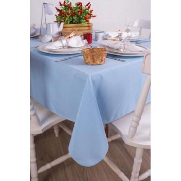 Imagem de Toalha de Mesa Retangular em Oxford Azul Bebê, 1,40 x 2,50