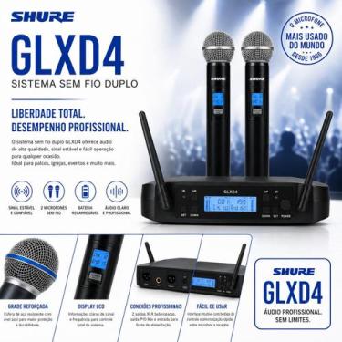 Imagem de Kit Microfone Sem Fio Duplo GLXD4 Com Receptor Display LCD Saída XLR P
