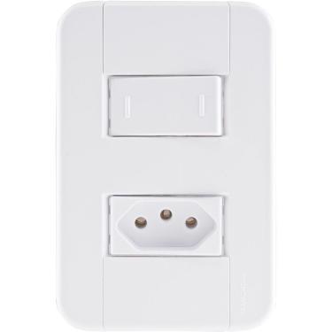 Imagem de Conjunto 4x2 com 1 Interruptor 10 A 250 V e 1 Tomada 2P+T 10 A 250 V Tramontina Tablet Branco