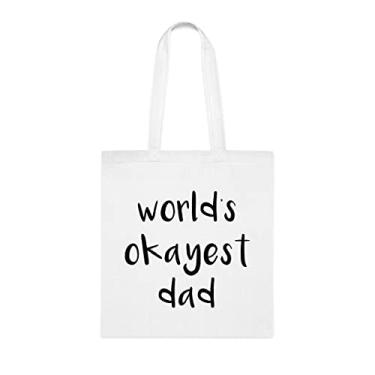 Imagem de Bolsa Tote World's Okayest Dad presente para papai, bolsa de ombro papai, bolsas reutilizáveis para papai, presente para papai da filha favorita, filho e filhos, Branco