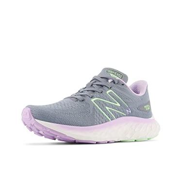Imagem de New Balance Fresh Foam X Evoz V3 Tênis de corrida feminino, Cinza ártico/verde aura/lilás cibernético, 37