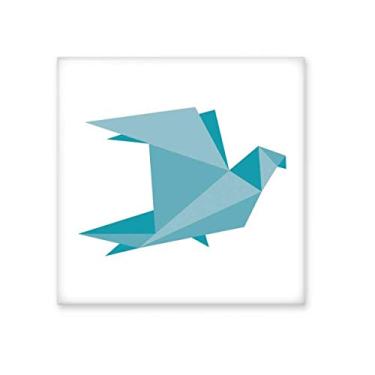 Imagem de Azulejo de cerâmica com padrão de pombo abstrato de origami verde brilhante decalque de pedra adornada de tijolos esmaltados