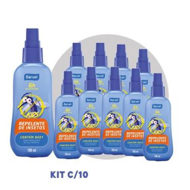 Imagem de Kit 10 Repelentes Spray Infantil Kids Mosquitos Baruel 100ml