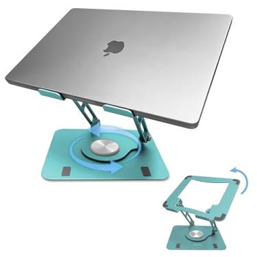 Imagem de Suporte giratório de laptop para mesa, suporte de laptop ajustável para mesa com rotação 360, levantar, inclinar, girar, refrescar laptops com este elevador ergonômico de computador para mesa de