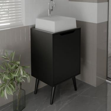 Imagem de Gabinete para Banheiro Preto com 1 Porta BN3641 Tecnomobili- sem cuba