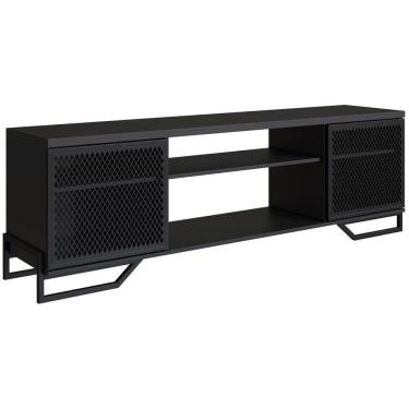 Imagem de Rack Industrial 180 Cm 2 Pt Com Tela Em Metal 1027 Preto Pp Preto