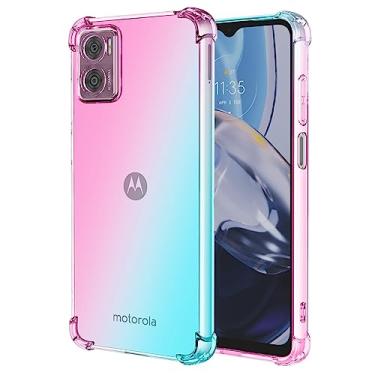 Imagem de Ueokeird Capa para Motorola E22, capa para Moto E22i, capa de telefone transparente e fofa gradiente fina, antiarranhões, capa protetora de TPU flexível à prova de choque para Motorola Moto E22 (rosa)