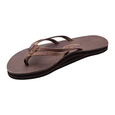 Imagem de Rainbow Sandals Ladies The Sand Piper couro de luxo - Arco de camada única com alça dupla estreita de 1,3 cm, Carvalho, 10