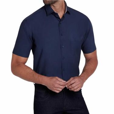 Imagem de Camisa Masculina Dudalina MC Comfort Tricoline Marinho - 680-Masculino