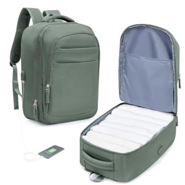 Imagem de BOXSAM Mochila para laptop, mochila de viagem antifurto com porta USB, G8-verde, Large