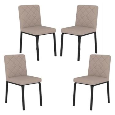 Imagem de Kit 4 Cadeiras Estilo Industrial Véria Preto/bege - Móveis Arapongas Preto Fosco/veludo Bege