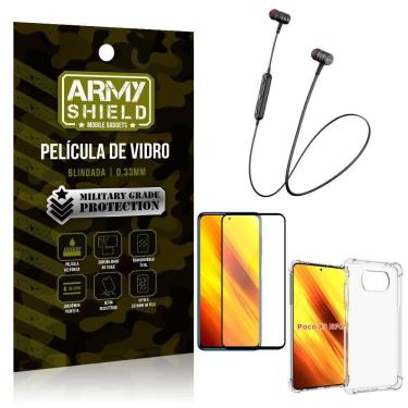 Imagem de Fone bluetooth hs-615 poco x3+capinha anti shock+película 3d