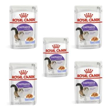 Imagem de Kit Com 5 Sachê Royal Canin Castrados Adultos Jelly 85g Cada