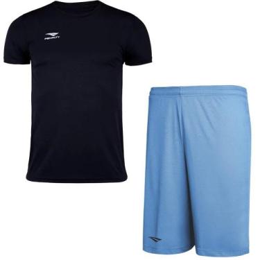 Imagem de Kit Penalty X Camiseta + Calção Juvenil, Preto, Azul, 12