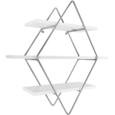 Imagem de Prateleira Tripla Estante Decorativa Livros Quarto Sala Losan Aço MDP 