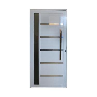 Imagem de Porta Pivotante de Alumínio Branco Com Vidro e Puxador CMC Classic - L