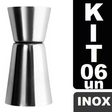 Imagem de Kit 6 Dosador Medidor Bebidas Inox 60 e 30ml Coquetel Drink - Top Rio