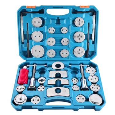 Imagem de 8MILELAKE Kit de ferramentas de pinça de freio a disco, 35 peças, ferramenta de rebobinamento de compressor de pistão de freio a disco resistente para substituição de pastilha de freio, serve para a