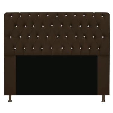 Imagem de Cabeceira Lady Estofada com Strass 140 cm para Cama Box de Casal Suede Marrom Quarto - AM Decor