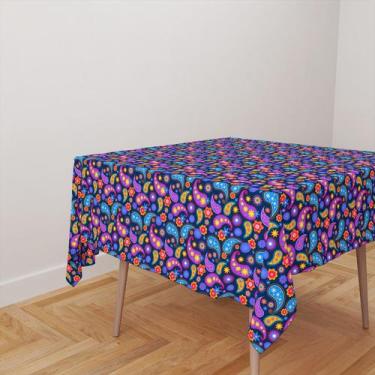 Imagem de Toalha De Mesa Quadrada 4 Lugares Tecido Oxford Elementos e Flores Div