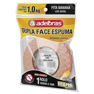 Imagem de Fita Dupla Face Banana Com Espuma Forte Alto Relevo 19mmx10m - Adelbra